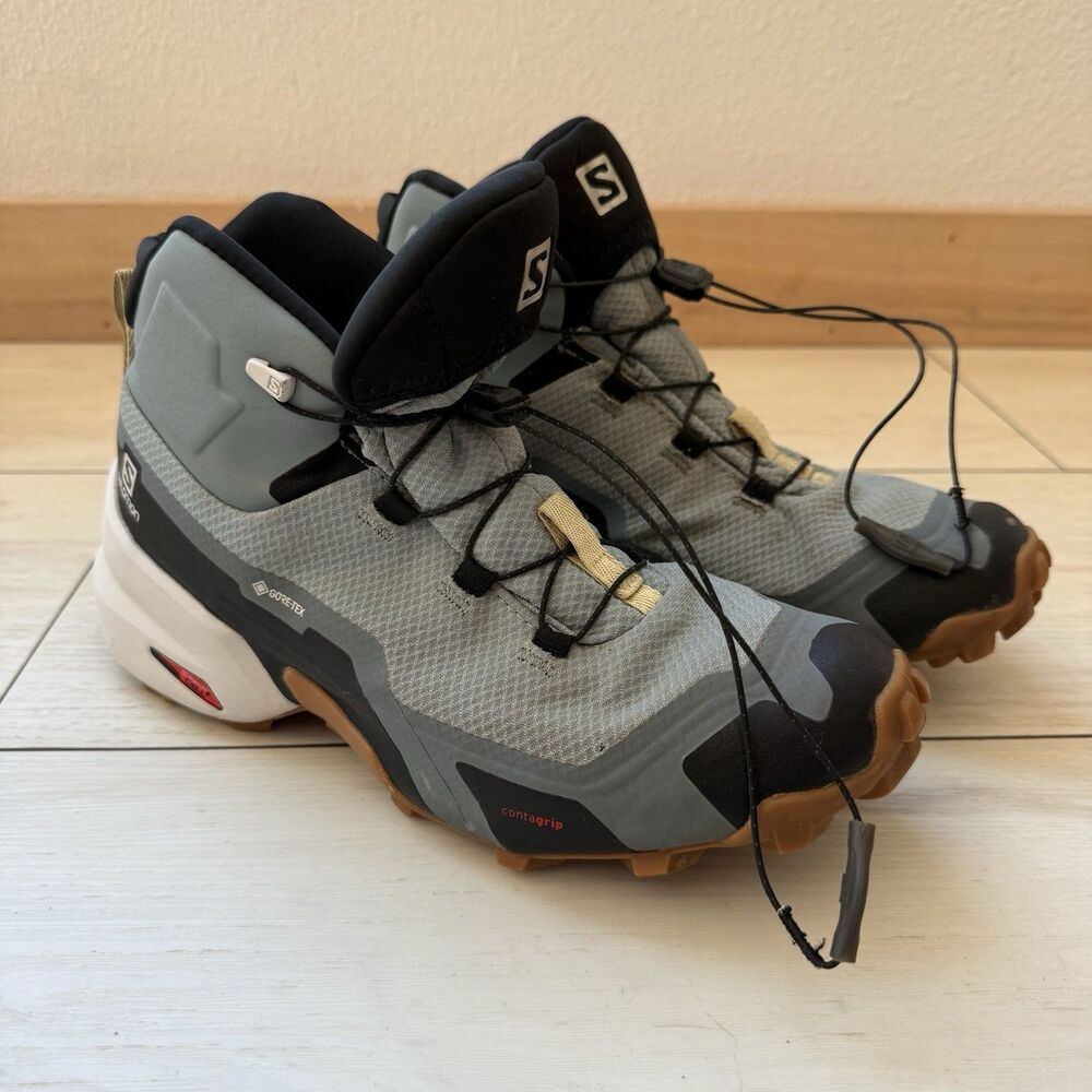 Salomon Cross Hike Mid GTX Women 7.5 Gray GoreTex Waterproof Hiking Boots 411189